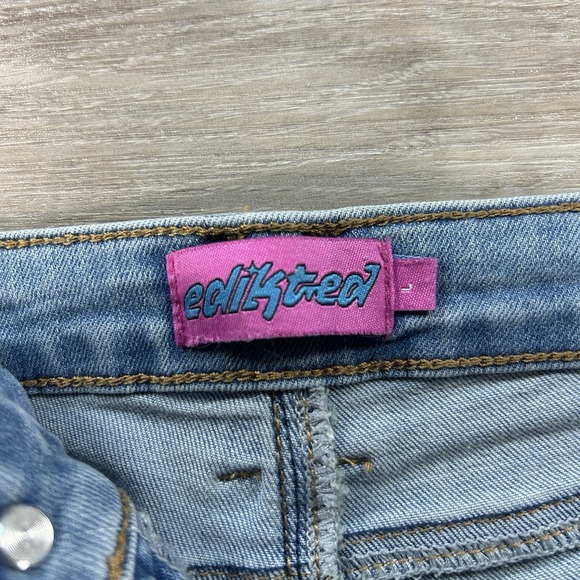 Edikted Size Large Cargo Denim Micro Shorts Booty Shorts Cotton Blend - Picture 8 of 15